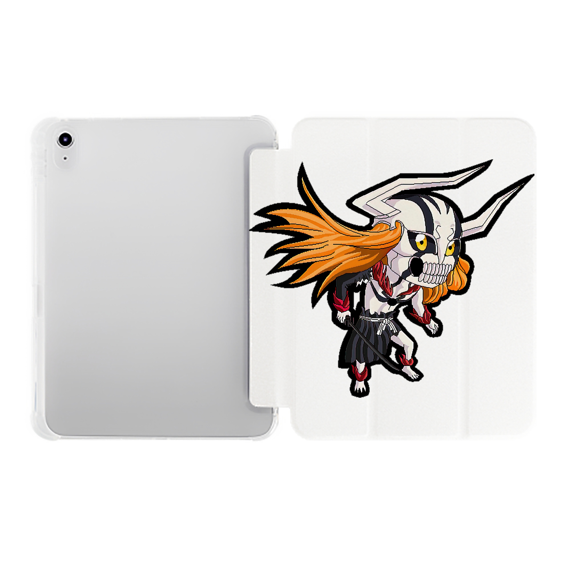 （画像用） ブリーチ 黒崎一護（くろさき いちご）BLEACH Kurosaki Ichigo IPad ケース ペン収納付き 三つ折りスタンド PUレザー×シリコン 対応機種9.5/10.5/10.9インチ